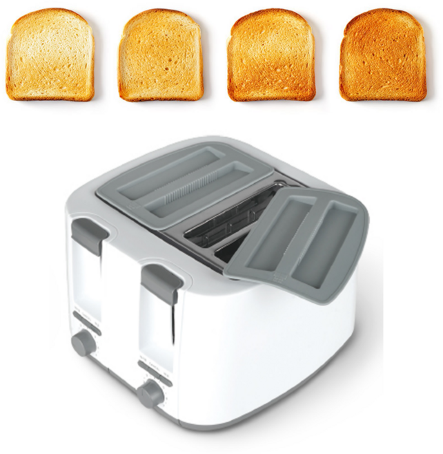듀얼 4구 7단계 식빵 토스트기 벌레방지 뚜껑 옵션, 화이트 토스터+회색뚜껑