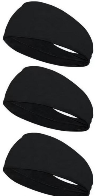 지와이픽 남자 여성 스포츠 쿨 헤어밴드, 3개, 블랙
