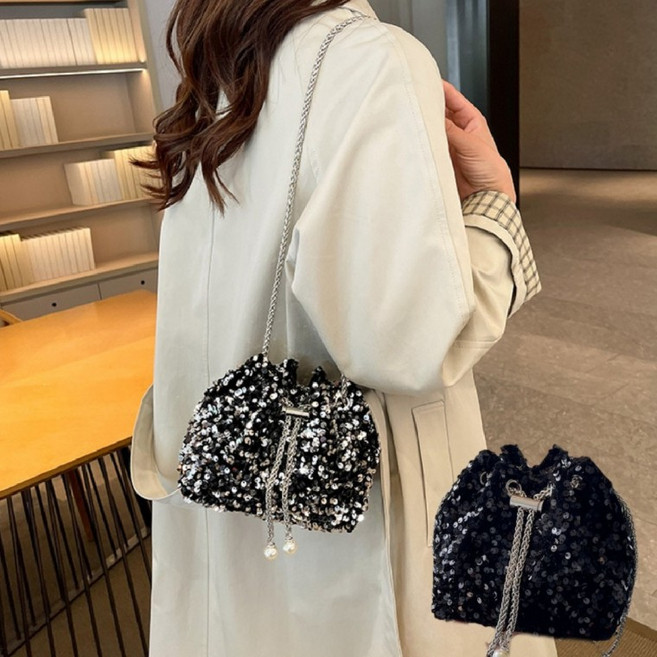 여성 스팽글 복조리 미니 크로스백 여름 가방