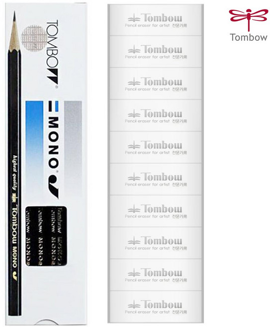 톰보우 MONO 연필 4B 12p + 톰보우 지우개 10p, 혼합색상, 1세트