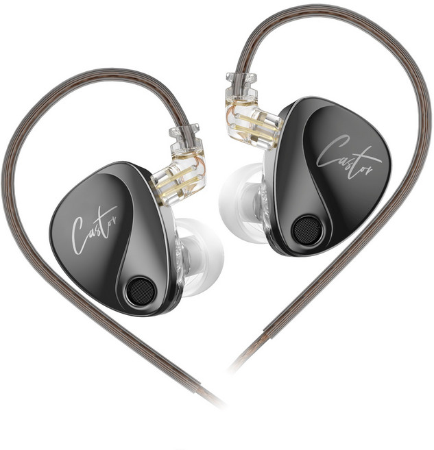 Keephifi KZ Castor HIFI 유선 인이어 이어폰 IEM 조절식 음악 이어폰, 노마이크, 블랙