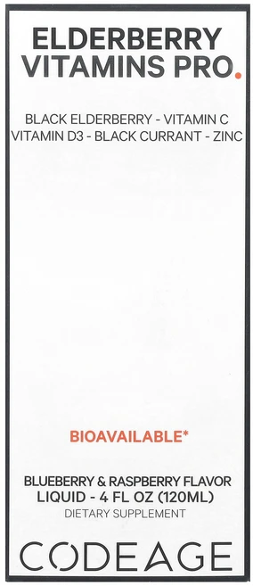 Codeage Elderberry Vitamins Pro Blueberry & Raspberry 4 fl oz 120 ml, Codeage, Elderberry Vitamins P, 1개 - 쿠팡