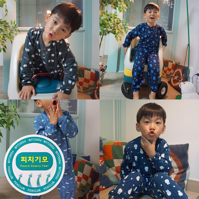 폭스 피치기모 캐릭터 시보리 상하세트 남아동용