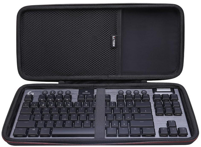 LTGEM 케이스 로지텍 G PRO X / G515 / G915 TKL 텐키리스 라이트스피드 무선 RGB 기계식 게이밍 키보드 사무실 여행 휴대용 보관 가방 - 블랙(케이스만