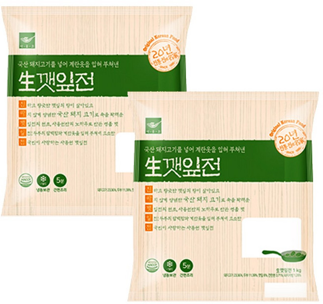 사옹원 생깻잎전 돼지고기깻잎전1kg 2봉 냉동 업소용튀김 대용량 분식집, 1kg, 2개