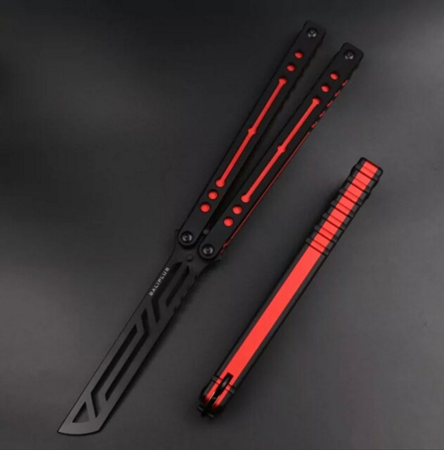연습용 발리송 Baliplus Nautilus V2 Balisong 클론 트레이너 알루미늄 + G10 채널 핸들 탱 핀 부싱 나, 02 Black Red BK