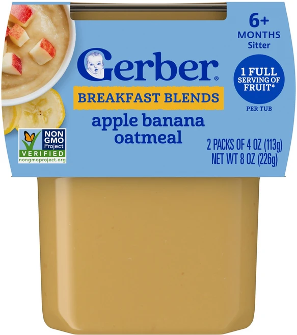 Gerber 2nd Foods® 아침 식사용 혼합물 생후 6개월 이상 사과 바나나 오트밀 2팩 각 113g(4oz) Gerber (거버), Gerber, 2nd Foods®, 아침 식사용 혼합 - 쿠팡