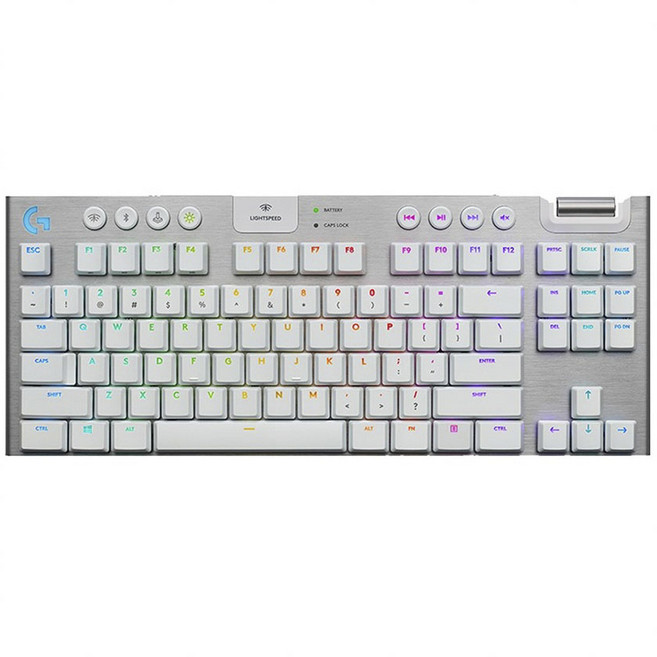 로지텍 무선 기계식 키보드 녹축 RGB, 화이트, G913, 텐키리스