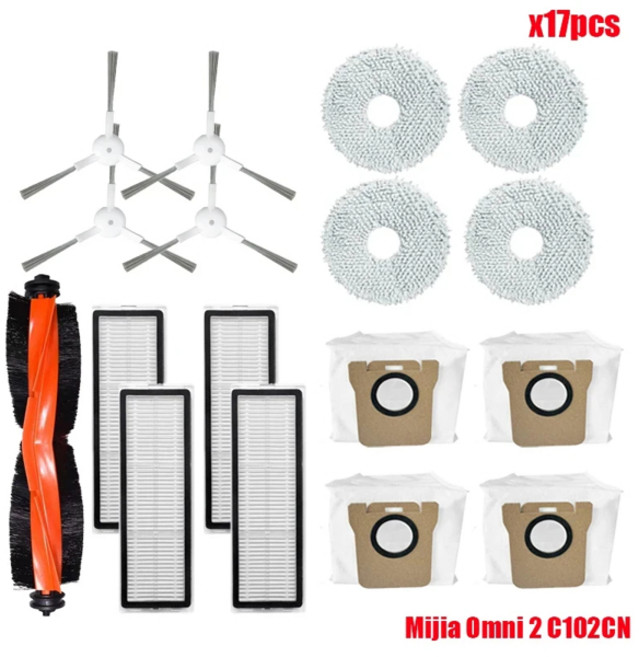 Xiaomi Mijia Omni 2 C102CN B101CN B116CN X10 Plus 부품 액세서리 롤러 사이드 브러시 Hepa 필터 걸레 먼지와 호환 가능, [21] 17 SET