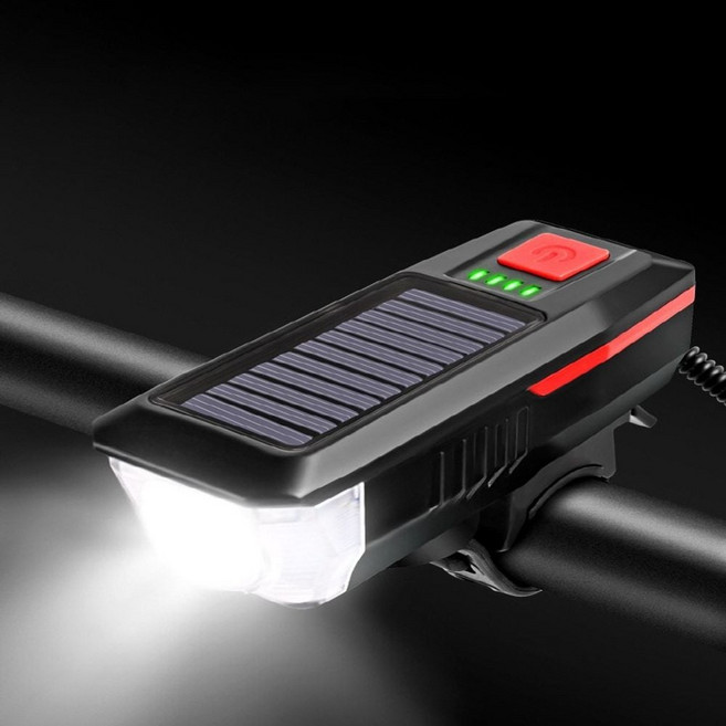 라이트 태양광 솔라 자전거 LED 전조등 전자벨 USB, 단품