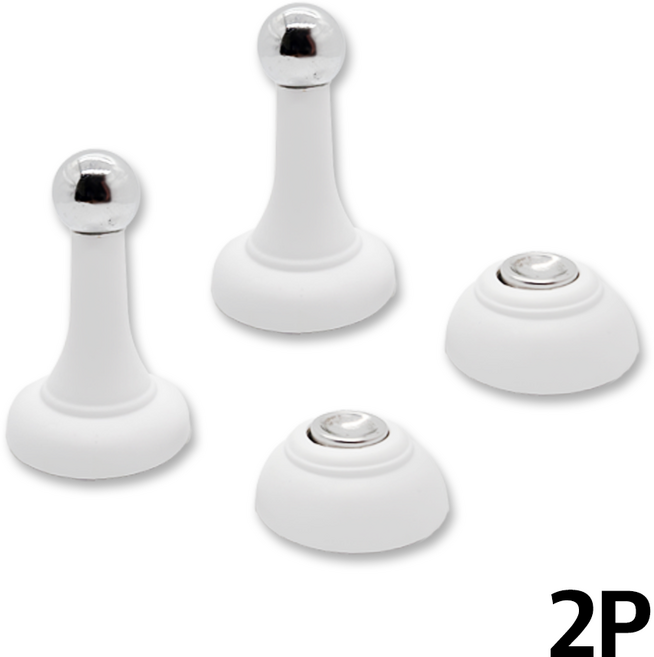 피유스 무타공 접착식 자석 도어 스토퍼, 화이트, 2개