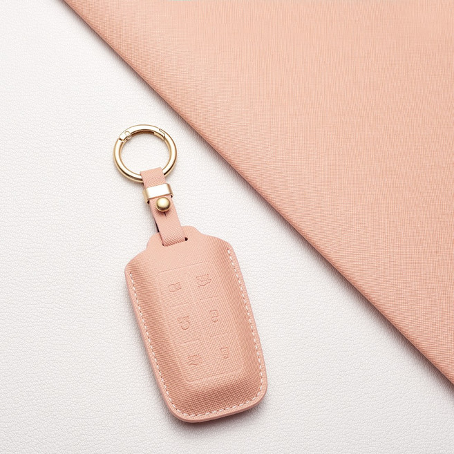 제네시스 차량용 키커버 (G70/EQ900/G80/G90/GV70/GV80 호환) - 고급 양가죽 내구성, 제네시스 B6 타입(6버튼), 장미핑크