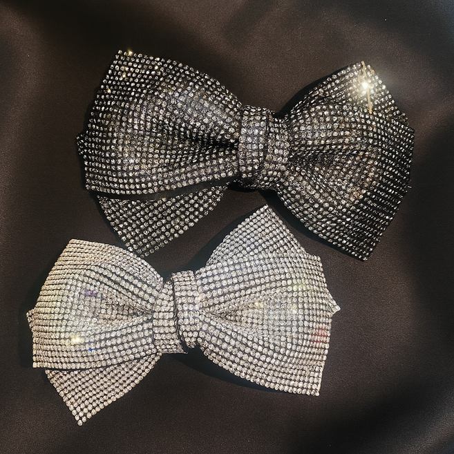 여성용 화사한 크리스탈 큐빅 리본 헤어핀 세트