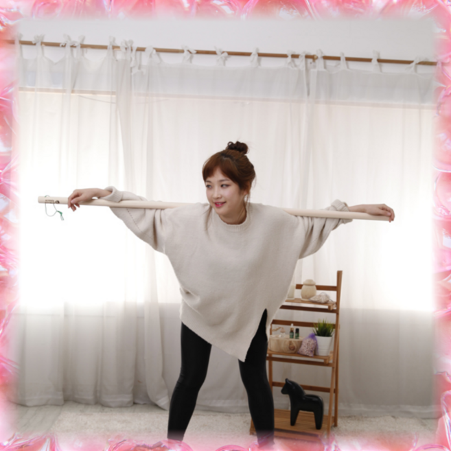 스트레칭봉 힐링라이프 홈트운동기구 요가기구 체조기구 소도구 편백나무 천연 원목 홈트레이닝 기구 자세 교정 및 척추 스트레칭 피톤치드 효과 요가 필라테스 운동 봉, 1개