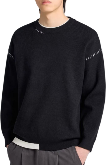 Makone 남성 봄 가을 라운드넥 니트 티셔츠 캐주얼 루즈핏 풀오버 스웨터