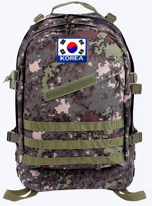 군인가방 40L 디지털 + 흰색 코리아 태극기 패치
