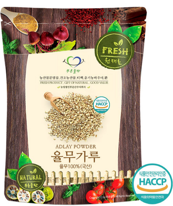 푸른들판 국산 생 율무 분말 가루 100% 의이인 차 파우더 HACCP 인증, 100g, 1개