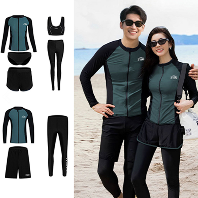 HULULU 남여 상하의 수영복세트 래쉬가드 커플세트 여성5종 남성3종, 녹색