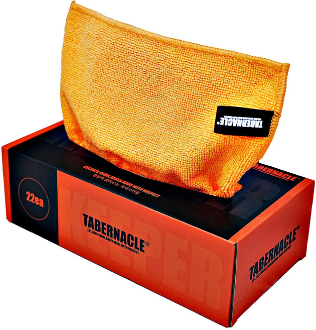 타버나클키퍼 고급형 스크래치 방지 뽑아쓰는 일회용 극세사 세차 타월 22매입, 1개, 오렌지