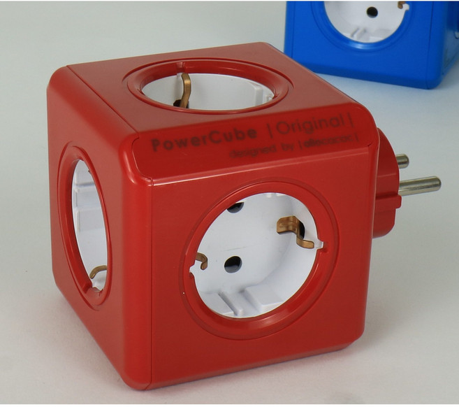 파워아트큐브V1 선없는 5구 고용량 디자인멀티탭, 1개, 레드, 77mm