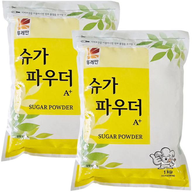 뚜레반 슈가파우더 1kg 슈가파우다 마카롱 디저트 설탕, 2개