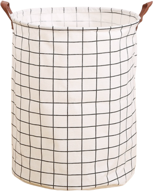 선데이클럽 대용량 튼튼한 손잡이 북유럽 캔버스 다용도 빨래 바구니 장난감 정리 바스켓, 화이트 그리드(강화핸들)