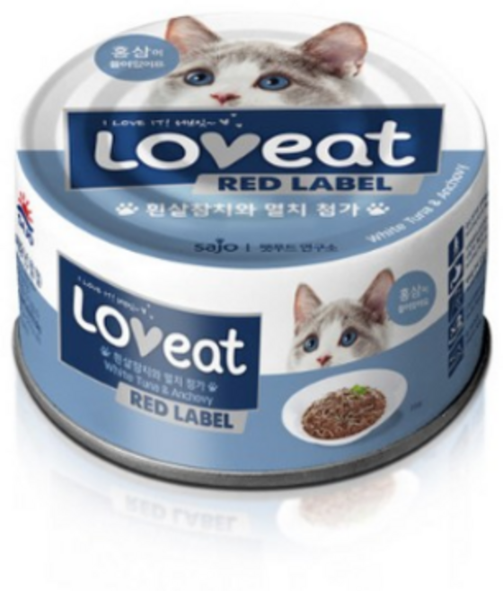 사조 러브잇 레드라벨 고양이 간식캔, 혼합맛(흰살참치/멸치), 160g, 10개