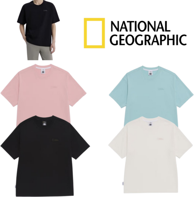 (국내매장판) 2025 내셔널지오그래픽 수피마 세미오버핏 수피마 반팔 티셔츠 / 남자 여자 공용 커플티 라운드넥 반팔티
