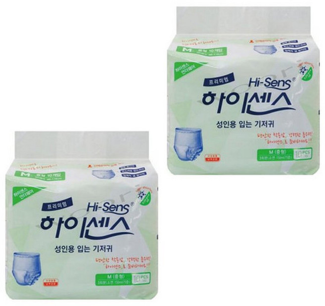 하이센스 입는 언더웨어 요실금 팬티 외출용 남여 어른 성인용 기저귀 중형 10매2개, 2개, 10매입
