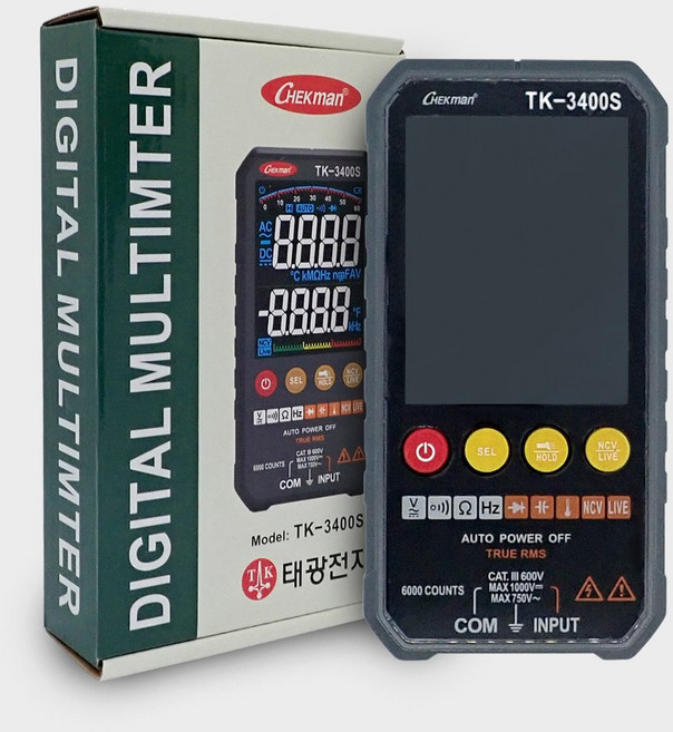 태광 디지털 멀티 테스터 TK-3400S 디지털 멀티테스터 전기테스터기 전압테스터기, 1개
