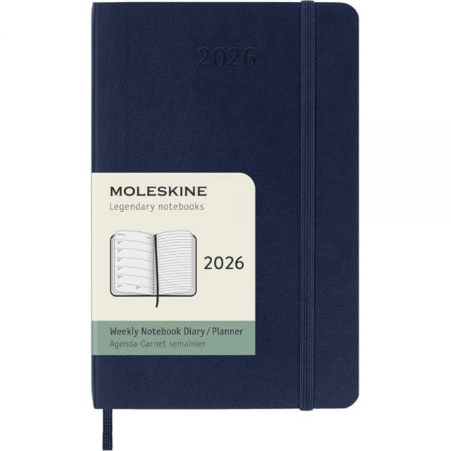 Moleskine 클래식 12개월 2026 주간 소프트 커버 포켓 (8.9cm x 14cm(3.5인치 5.5인치)) 사파이어 블루 144페이지