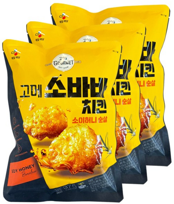 고메 소바바 치킨 소이허니 순살 375G, 3개