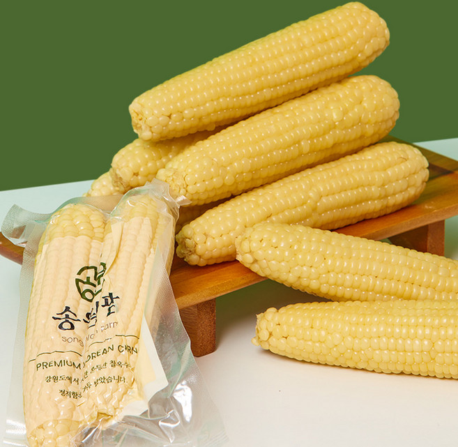 당일수확 강원 영월 찐 냉동 햇 미백흑찰옥수수, 1개, 강원도 찰옥수수 6개(2×3봉) 진공 급냉동