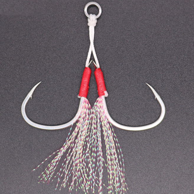 히트존 텐슬 싱글 더블 어시스트훅 10호 20호 30호 40호 50호 (루어 낚시 선상 지깅 낚시용품 자작채비), 더블 어시스트훅 3/0호, 1개