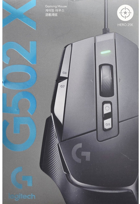 로지텍 G502 X 유선 게이밍 마우스, MU0088, 블랙