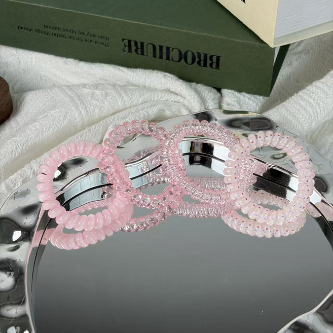 캔디 컬러 투명 전화선 헤어 타이 러블리 데일리 다양한 컬러 4p