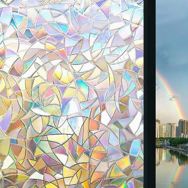 앞날창창 물로 붙이는 무점착 사생활 보호 베란다 창문 유리문 필름 시트지, 홀로그램