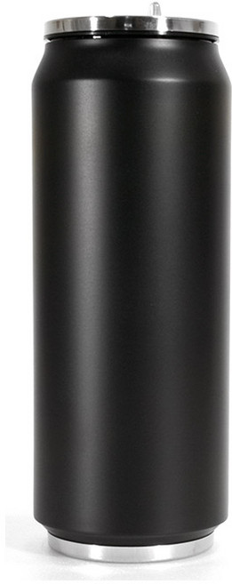 이중스텐 캔 텀블러 300ml 500ml 보온 보냉 빨대 텀블러, 1개, 블랙