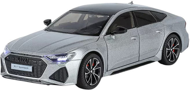 마이카 다이캐스트 금속 1:24 아우디 RS7 모델 자동차 모형 피규어 장식, 1개, 01_실버