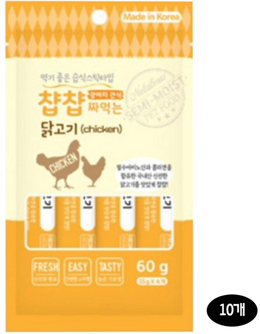 챱챱 짜먹는 닭고기와 참치 60g 10개 묶음, 닭고기맛