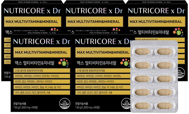 [공식] 뉴트리코어 X Dr 맥스 멀티비타민&미네랄, 5개, 90정