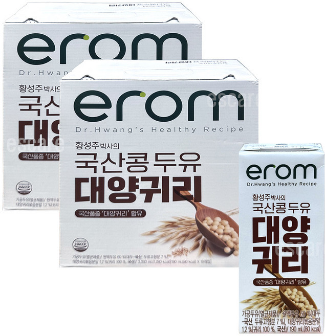 이롬 황성주 국산콩 대양 귀리 두유, 190ml, 32개