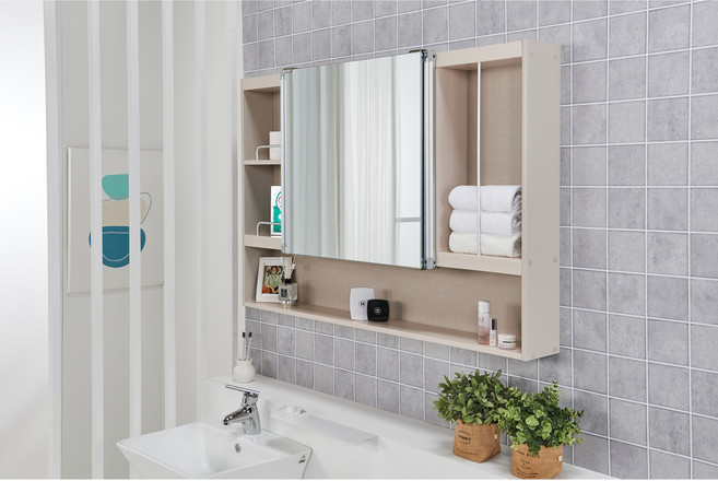 닥터바스 오픈 욕실장 슬라이드 도어 욕실 수납장 전면 거울, 댐퍼 오픈 1200*800, 1개