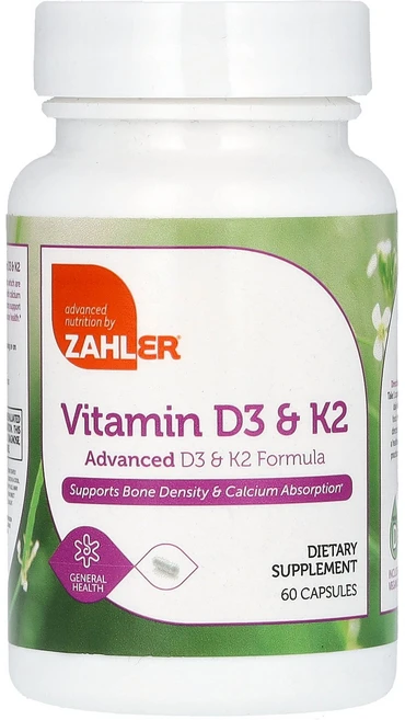 Zahler 비타민D3 & K2 캡슐 60정 Zahler (잘러), Zahler, 비타민D3 & K2, 캡슐 60정, 1개 - 쿠팡