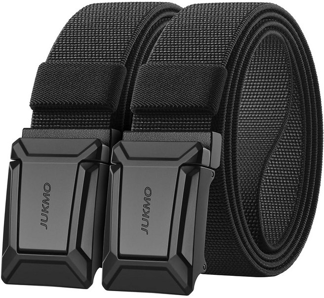 남성용 JUKMO 스트레치 탄력 전술 장비 5인치 벨트 군용 하이킹 2팩 작업 나일론, Black+black, 2 Mediumfor Waist 36"42"(Lengt
