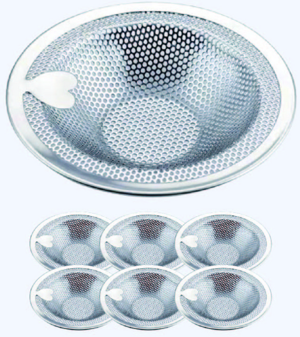 마켓피아 하트 핸들 욕조거름망 세면대 욕조 머리카락 거름망 7개입, 실버