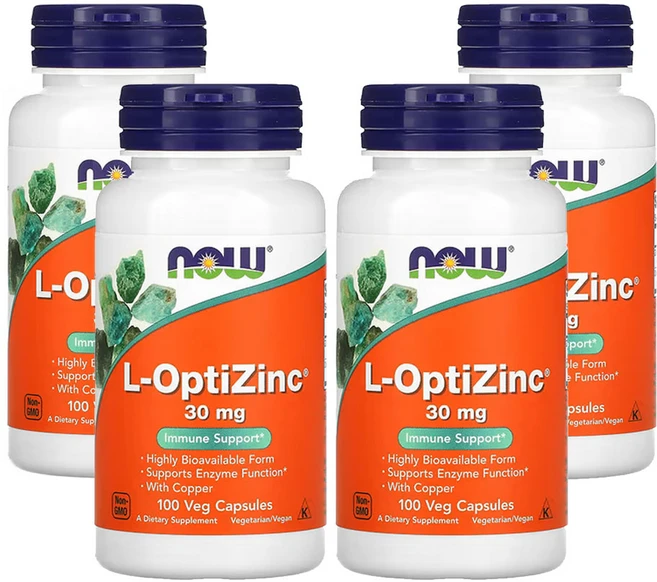 나우푸드 L-OptiZinc 30 mg 100베지캡슐, 4개, 100정 - 쿠팡