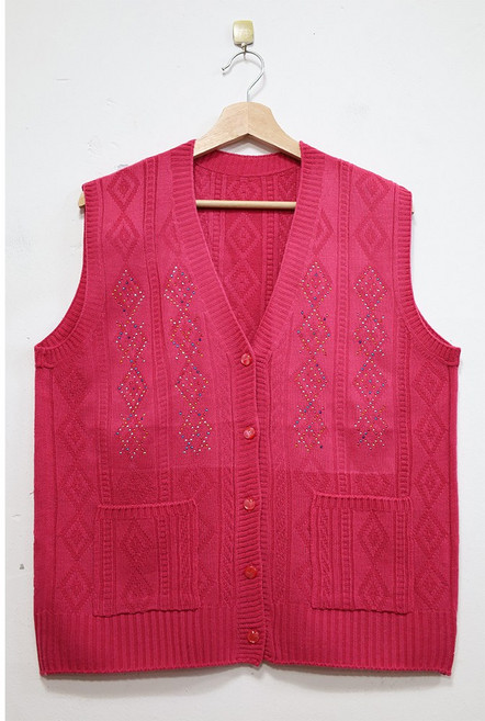 형제상회 할머니조끼 할머니옷 단추 울 니트 조끼 무지 명절선물 국산 0026SF18