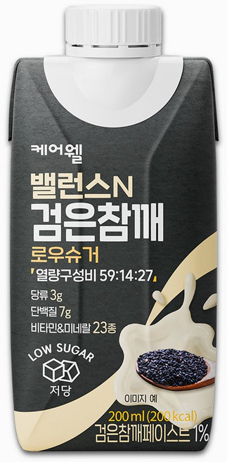 케어웰 밸런스N 검은참깨 로우슈거, 200ml, 30개