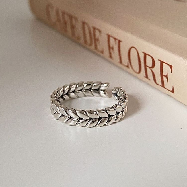 버딩 빈티지 오픈링 실버 도금 반지